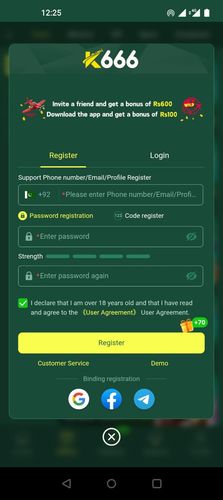 Registration and Login in K666 Game