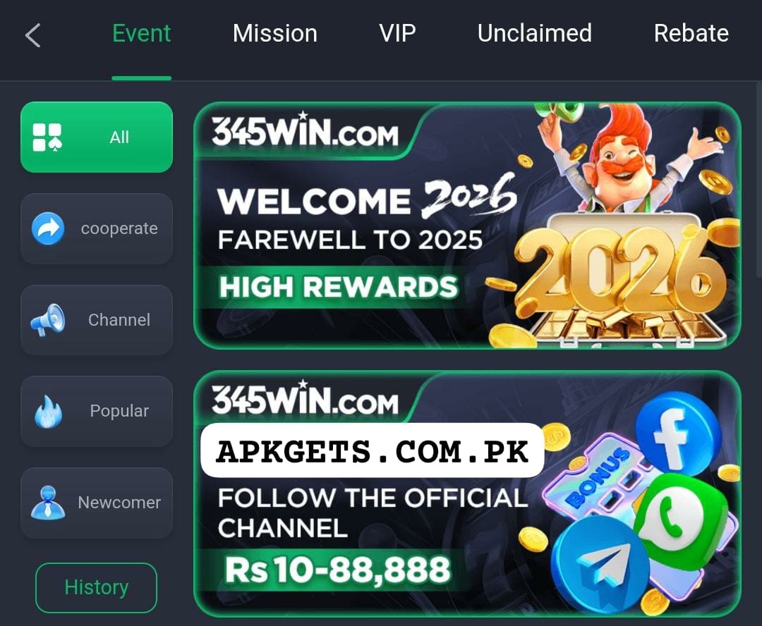 Free Welcome Bonus in 345Win app