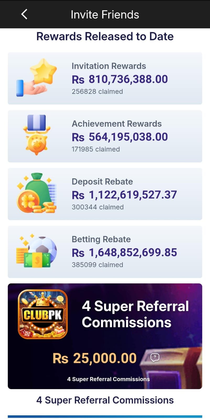 ClubPK Game Refral Rewards